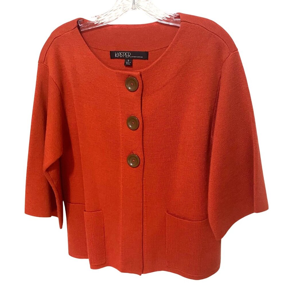 Vintage Kasper Womens Ponte Knit Jacket S Mature Business Career Office‎ Core